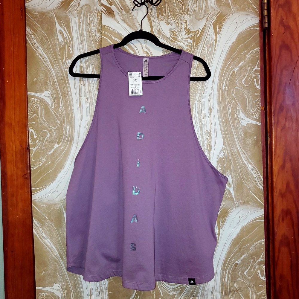 NWT ADIDAS plus size metallic logo  racer tank
